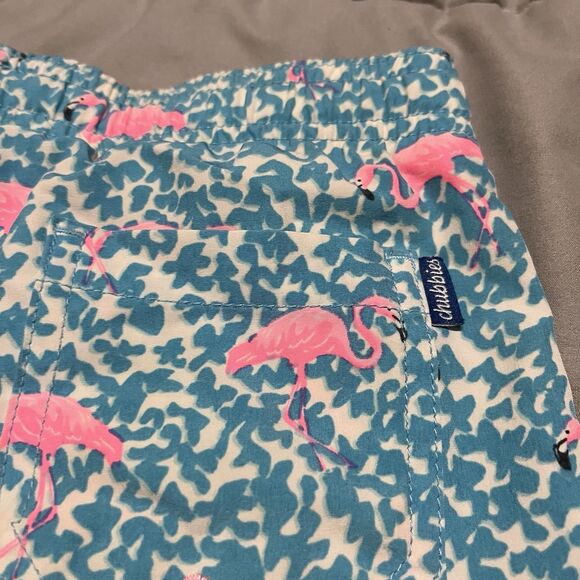 Chubbies Boys Blue Pink Flamingo Printed Swim Trunks Youth Size Small 8/9 - Picture 7 of 8